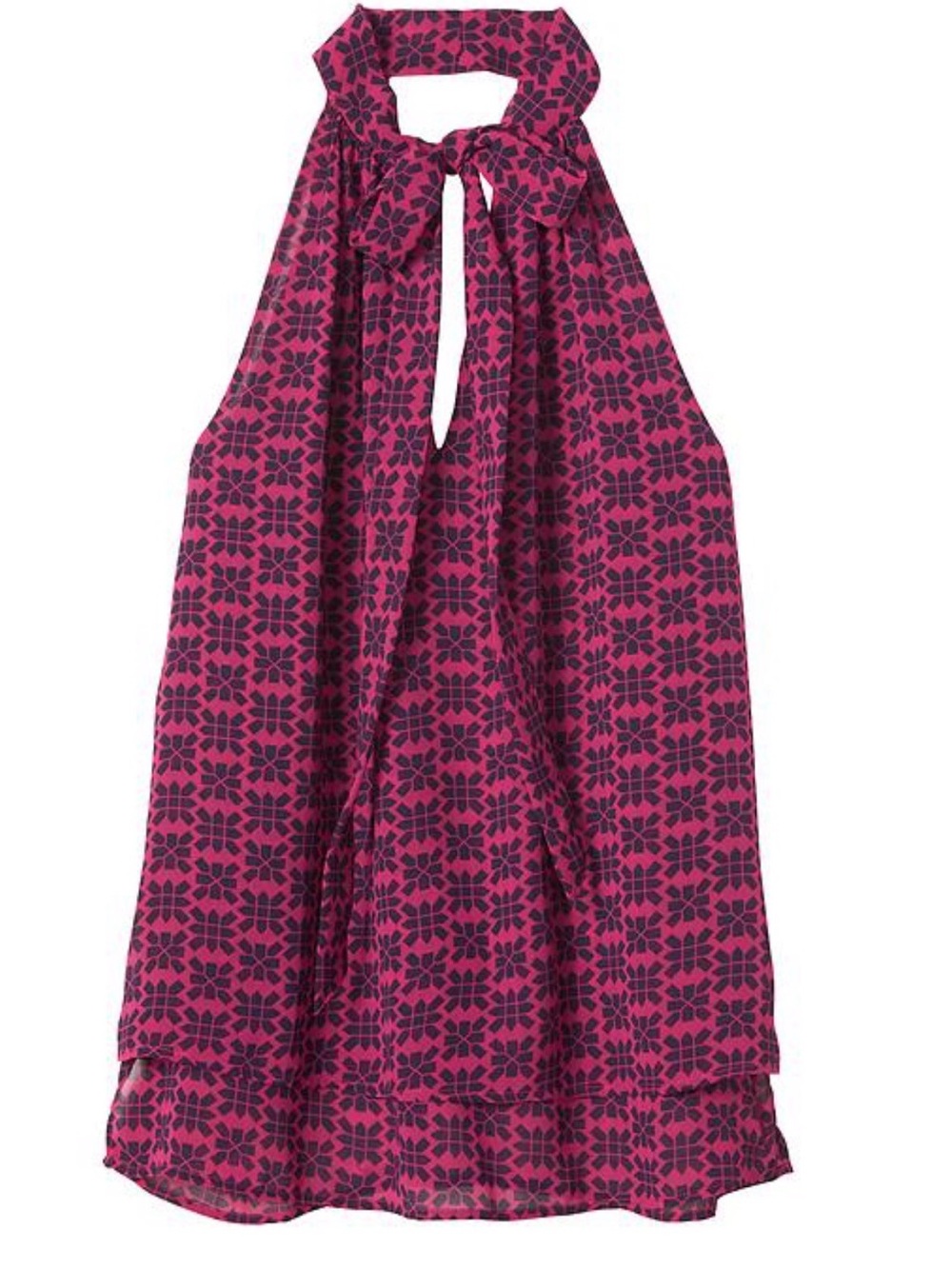 Banana Republic Fuchsia and Black Geometric Bow Blouse